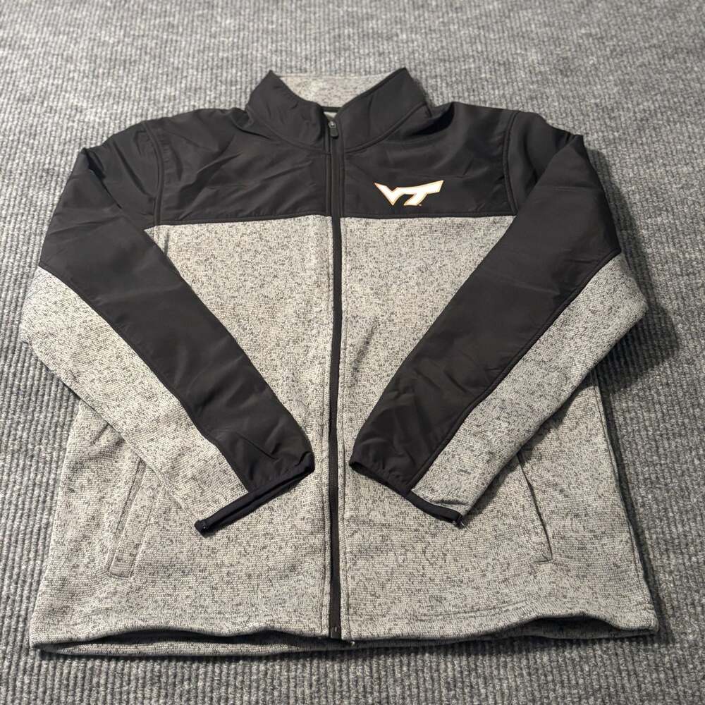 Captivating Virginia Tech Hokies Men's Fleece Full-Zip Jacket Black and Gray 2XL
